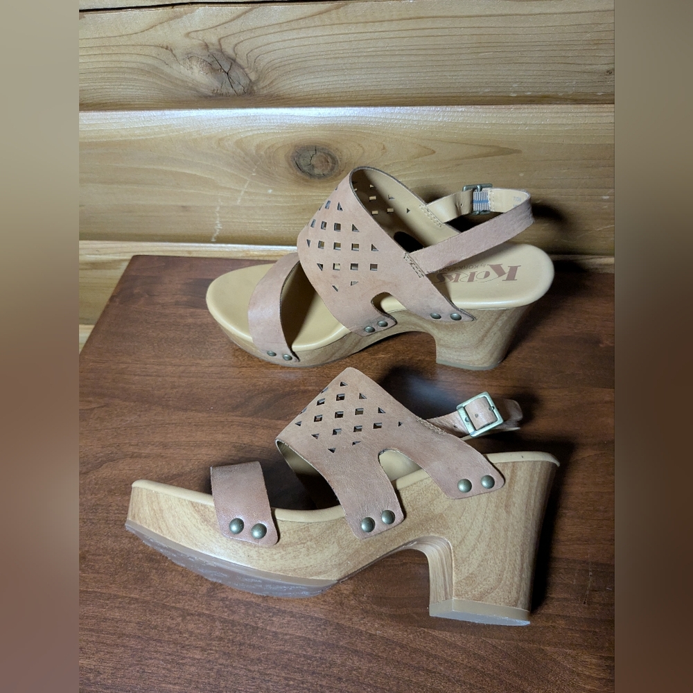 Korks Tan Wedge Sandals - Picture 10 of 12
